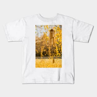 Wind Chimes in Autumn Garden Kids T-Shirt